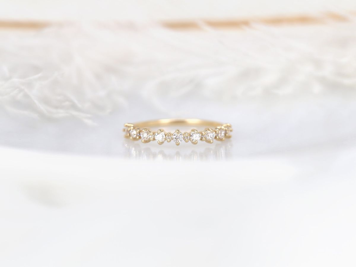 Stunning 0.35 TCW Round Moissanite Stones Half Eternity Wedding Bands 1